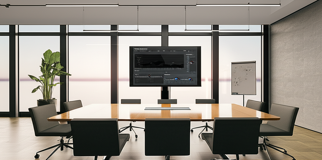 Executive team collaborating in a modern conference room